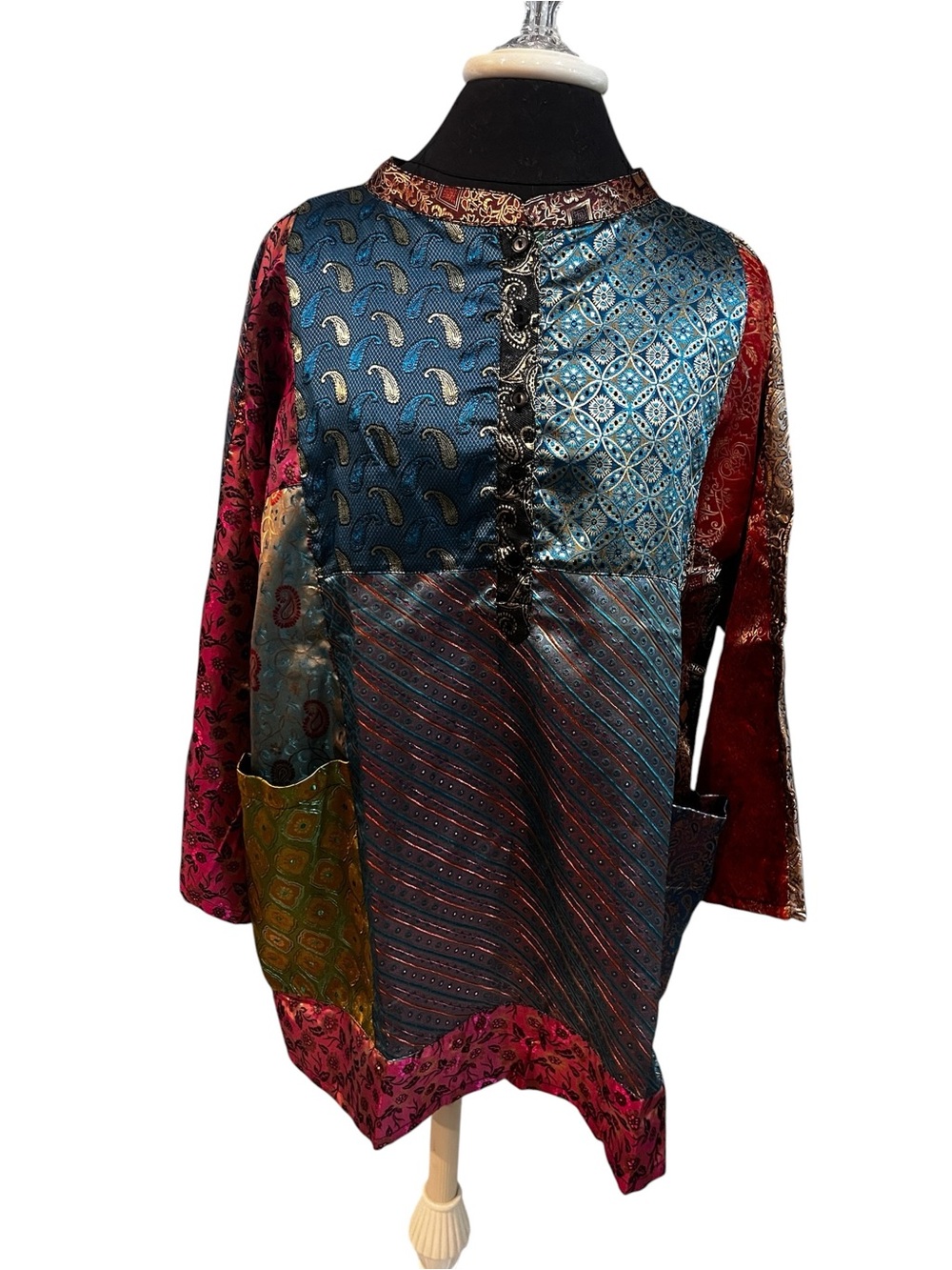 NWT SACRED THREADS Brocade Hippie Festival Patchwork Lagenlook TUNIC XL NEW